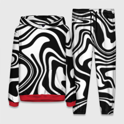 Женский костюм с толстовкой 3D Черно-белые полосы Black and white stripes