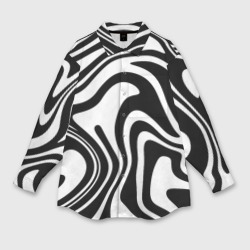 Женская рубашка oversize 3D Черно-белые полосы Black and white stripes