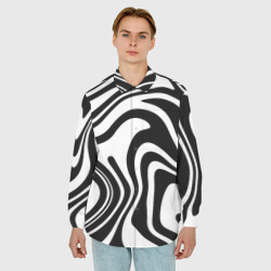 Мужская рубашка oversize 3D Черно-белые полосы Black and white stripes - фото 2