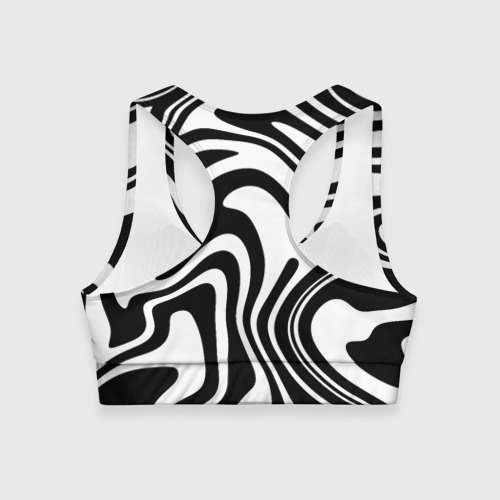 Женский спортивный топ 3D Черно-белые полосы Black and white stripes, цвет 3D печать - фото 2