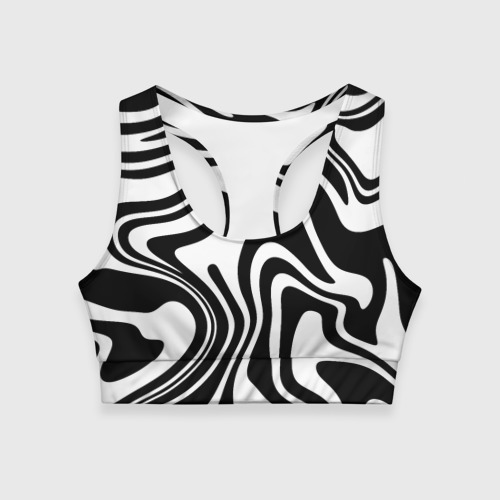 Женский спортивный топ 3D Черно-белые полосы Black and white stripes, цвет 3D печать