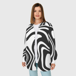 Женская рубашка oversize 3D Черно-белые полосы Black and white stripes - фото 2