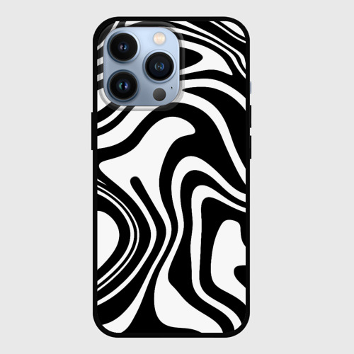 Чехол для iPhone 13 Pro Черно-белые полосы Black and white stripes, цвет черный