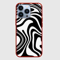 Чехол для iPhone 13 Pro Черно-белые полосы Black and white stripes