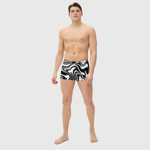 Мужские купальные плавки 3D Черно-белые полосы Black and white stripes, цвет 3D печать - фото 5