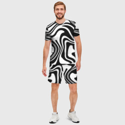 Мужской костюм с шортами 3D Черно-белые полосы Black and white stripes - фото 2
