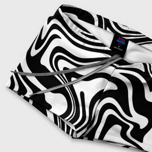 Мужские купальные плавки 3D Черно-белые полосы Black and white stripes, цвет 3D печать - фото 6