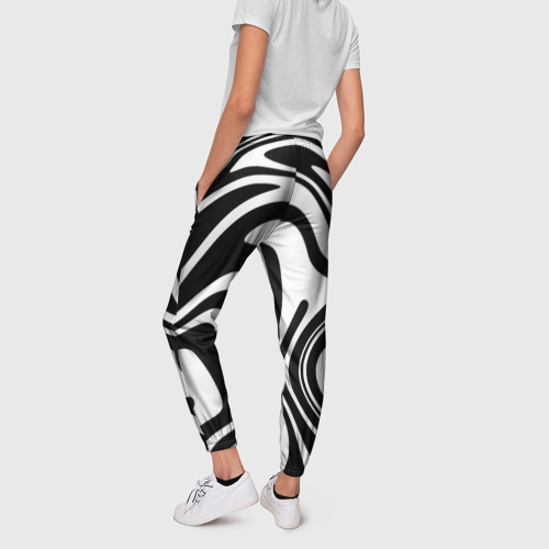 Женские брюки 3D Черно-белые полосы Black and white stripes, цвет 3D печать - фото 4