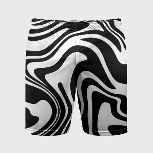 Мужские шорты спортивные Черно-белые полосы Black and white stripes, цвет 3D печать