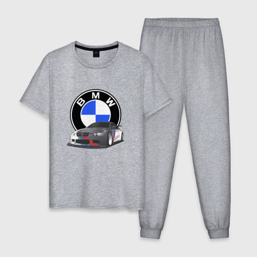 Мужская пижама хлопок с принтом БМВ Е92 | BMW E92, вид спереди #2