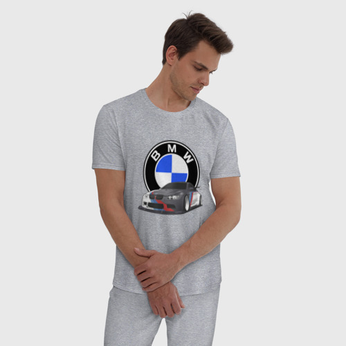Мужская пижама хлопок с принтом БМВ Е92 | BMW E92, фото на моделе #1