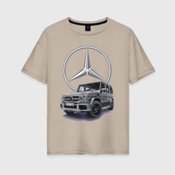 Женская футболка хлопок Oversize Mercedes Gelendwagen G63 AMG G-class G400d