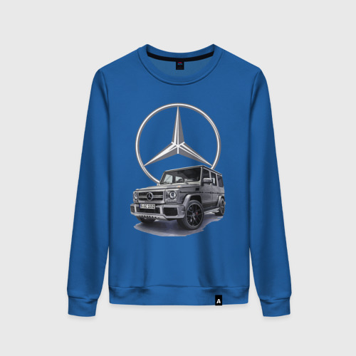 Женский свитшот хлопок Mercedes Gelendwagen G63 AMG G-class G400d, цвет синий