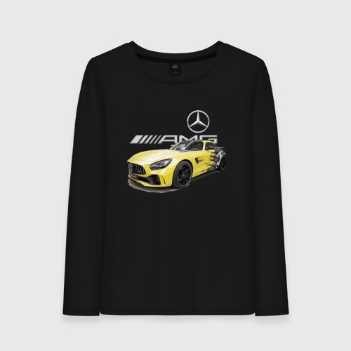 Женский лонгслив хлопок Mercedes V8 biturbo AMG Motorsport, цвет черный