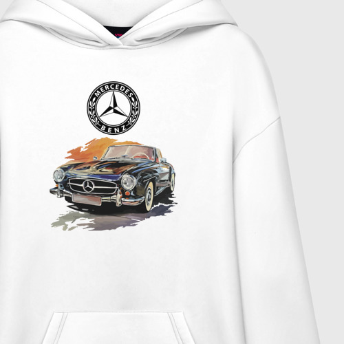 Худи SuperOversize хлопок Mercedes-Benz retro rarity, цвет белый - фото 3