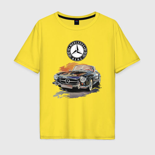 Мужская футболка хлопок Oversize Mercedes-Benz retro rarity, цвет желтый