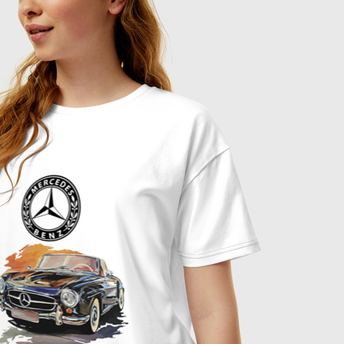 Женская футболка хлопок Oversize Mercedes-Benz retro rarity, цвет белый - фото 3