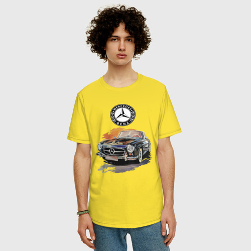 Мужская футболка хлопок Oversize Mercedes-Benz retro rarity, цвет желтый - фото 3