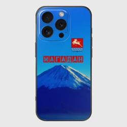 Чехол для iPhone 16 Pro силиконовый с защитой камеры Магадан герб и сопка