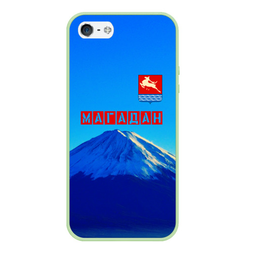 Чехол для iPhone 5/5S матовый Магадан герб, цвет салатовый