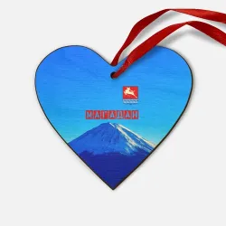 Деревянная игрушка Сердце Магадан герб и сопка
