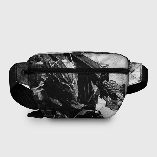 Поясная сумка 3D с принтом BERSERK Ч/Б | БЕРСЕРК, вид сзади #1