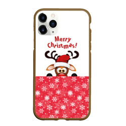 Чехол для iPhone 11 Pro Max матовый Оленёнок (Merry Christmas)