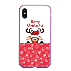 Чехол для iPhone XS Max матовый Оленёнок Merry Christmas