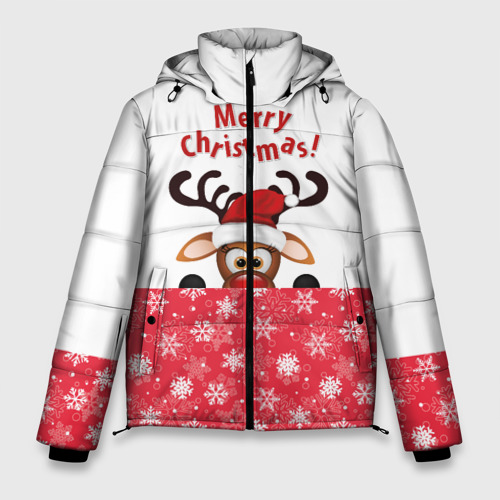 Мужская зимняя куртка 3D Оленёнок Merry Christmas, цвет красный
