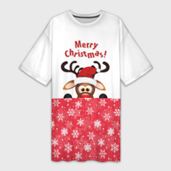 Платье-футболка 3D Оленёнок Merry Christmas