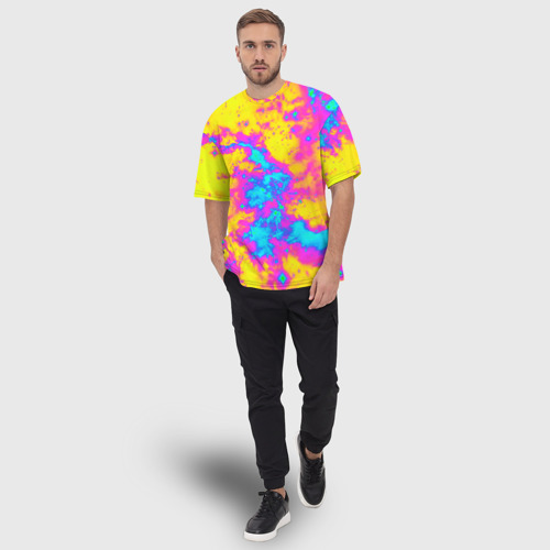 Мужская футболка oversize 3D Яркая абстракция космических красок, цвет 3D печать - фото 5
