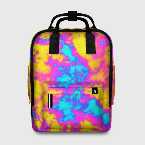 Женский рюкзак 3D с принтом Яркая абстракция космических красок, вид спереди #2