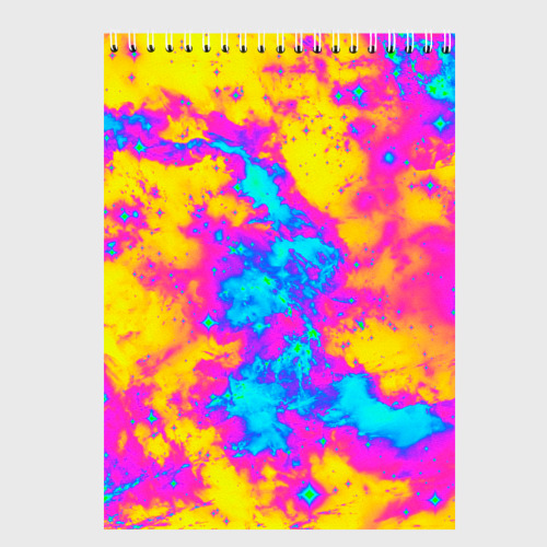 Скетчбук Яркая абстракция космических красок, цвет белый