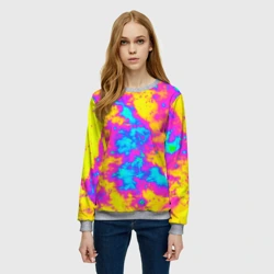 Женский свитшот 3D Яркая абстракция космических красок - фото 2