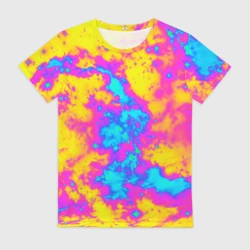 Женская футболка 3D Яркая абстракция космических красок