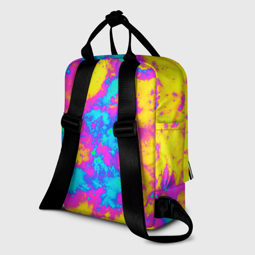 Женский рюкзак 3D с принтом Яркая абстракция космических красок, вид сзади #1