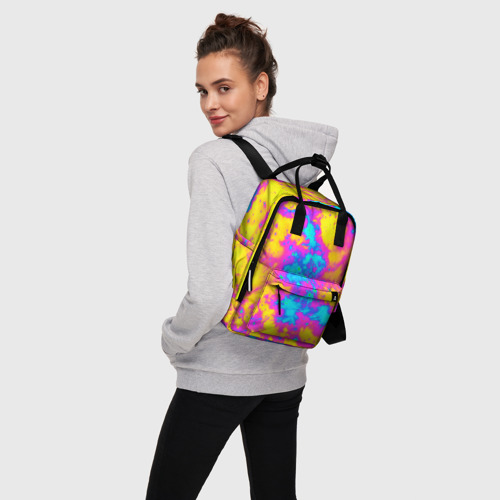 Женский рюкзак 3D с принтом Яркая абстракция космических красок, вид сбоку #3