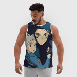 Мужская спортивная майка 3D Ходячий замок Софи и Хаул летят - фото 2