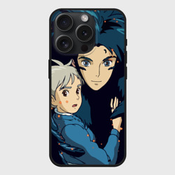 Чехол силиконовый для Apple iPhone 15 Pro матовый Ходячий замок Софи и Хаул летят