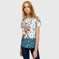 Женская футболка 3D Весёлый Оленёнок - фото 2