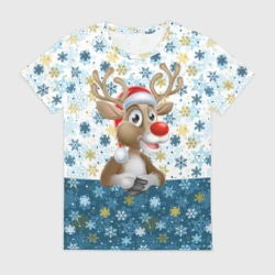 Женская футболка 3D Весёлый Оленёнок