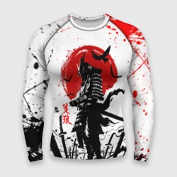 Мужской рашгард 3D Ghost of Tsushima: самурай на фоне красного солнца