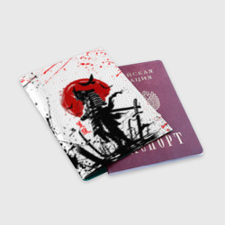 Обложка для паспорта матовая кожа Ghost of Tsushima: самурай на фоне красного солнца - фото 2
