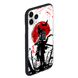 Чехол для iPhone 11 Pro Max матовый Ghost of Tsushima: самурай на фоне красного солнца - фото 2