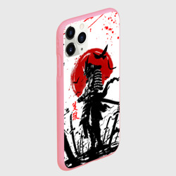Чехол для iPhone 11 Pro Max матовый Ghost of Tsushima: самурай на фоне красного солнца - фото 2
