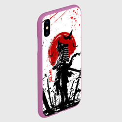 Чехол для iPhone XS Max матовый Ghost of Tsushima: самурай на фоне красного солнца - фото 2