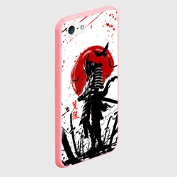Чехол для iPhone 5/5S матовый Ghost of Tsushima: самурай на фоне красного солнца - фото 2