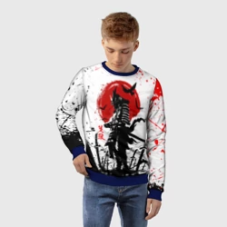 Детский свитшот 3D Ghost of Tsushima: самурай на фоне красного солнца - фото 2