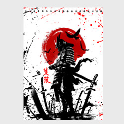 Скетчбук Ghost of Tsushima: самурай на фоне красного солнца