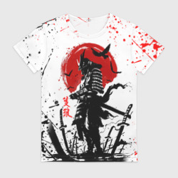 Женская футболка 3D Ghost of Tsushima: самурай на фоне красного солнца